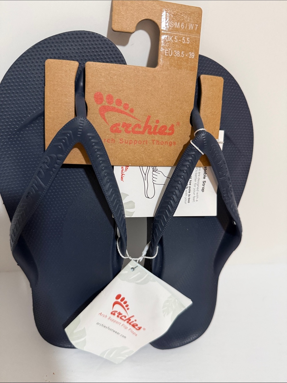 Women's Navy Support Thong Sandals - Comfort Footbed